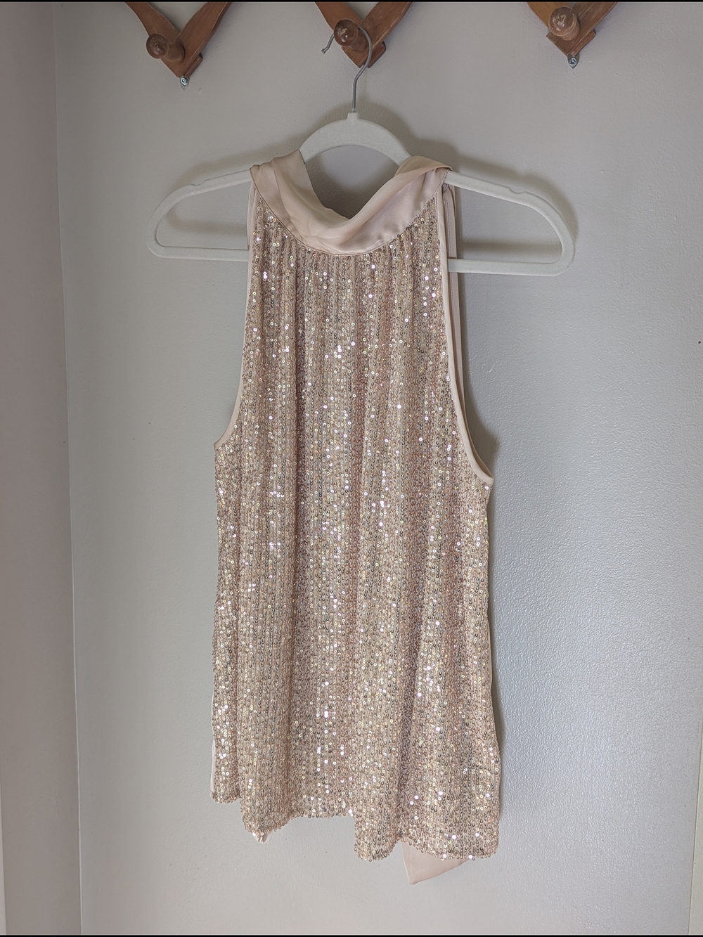 Entro Champagne Sequin Halter Tank Top